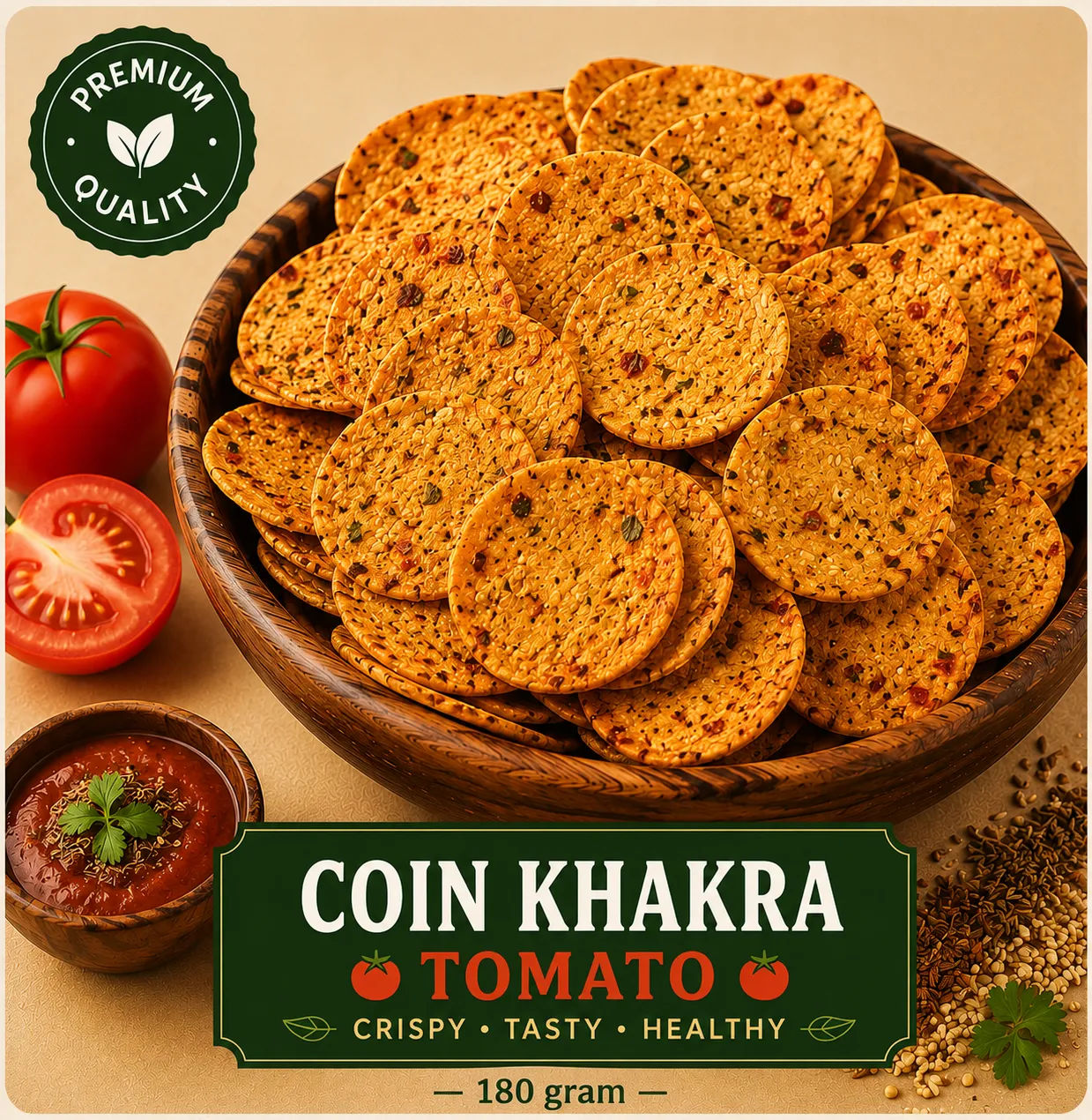 Tomato Coin Khakra 180g pack