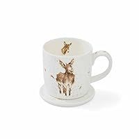 Royal Worcester Wrendale Designs Gentle Jack Mug & Coaster Set | 11 Ounce Coffee Mug with Coaster | Made from Fine Bone China | Microwave and Dishwasher Safe