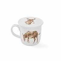 Royal Worcester Wrendale Designs Gentle Jack Mug & Coaster Set | 11 Ounce Coffee Mug with Coaster | Made from Fine Bone China | Microwave and Dishwasher Safe