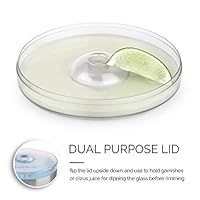 Final Touch 1 Tier Cocktail Rimmer with Lid - Stainless Steel Glass Sugar & Salt Rimmer, Versatile Garnish Tray - Essential Barware Tool for Margarita, Martini, Mojito - Bartender Acessories