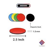 Flexible Round Magnets in Assorted Colors a for Whiteboard, Refrigerator, Locker or Office - 16 Pack, 2.5 Inch Diameter
