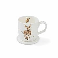 Royal Worcester Wrendale Designs Gentle Jack Mug & Coaster Set | 11 Ounce Coffee Mug with Coaster | Made from Fine Bone China | Microwave and Dishwasher Safe