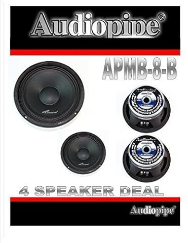 Audiopipe 2 Pairs 8" 500W Full Range Loud Speakers Low Mid Range APMB-8-B