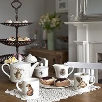 Royal Worcester Wrendale Designs 11 Oz Mug & Coaster Set, Pug Love - Fine Bone China Coffee Mug with Adorable Dog Motif, Dishwasher & Microwave Safe - Festive Gift for Animal Lovers