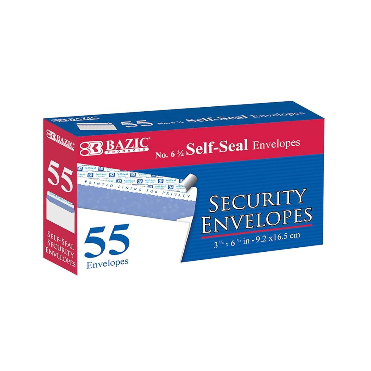 BAZIC #6 3/4 Self-Seal Security Envelope (55/Pack)
