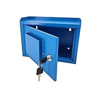 FixtureDisplays® 9.85" W x 7.2" H x 4.5" D, Metal Multipurpose, Donation Box,Cash and Mail Box,Suggestion Box 15211 blue
