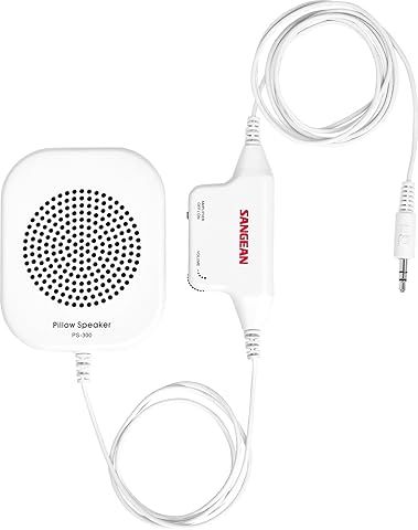 Sangean Portable Pillow Speaker for in-line Volume Control and Amplifier Use with Any Radio, Radio Cassette, Clock Radio, CD Player or Other Equipment Fitted with a 3.5 mm Headphone Socket