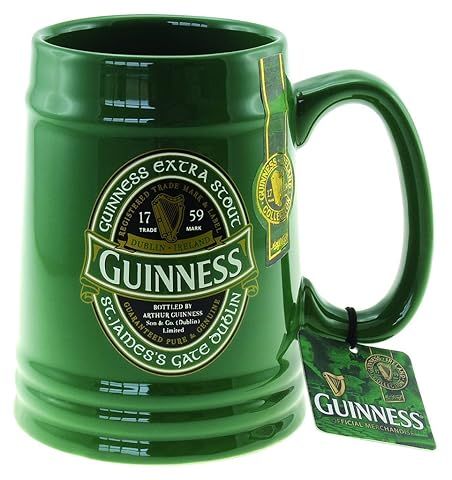 Guinness Green Ceramic Label Tankard | Official Merchandise Draught Branded Beer Drinking Cup