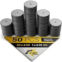 X-Bet Magnet ™ - Ceramic Industrial Magnets - for Refrigerator (Fridge), School Science Projects, Crafts, Teachers, Around The Office - Tiny Round Disc - 2,5 cm (1'') - Bulk Lot of 50 Pcs