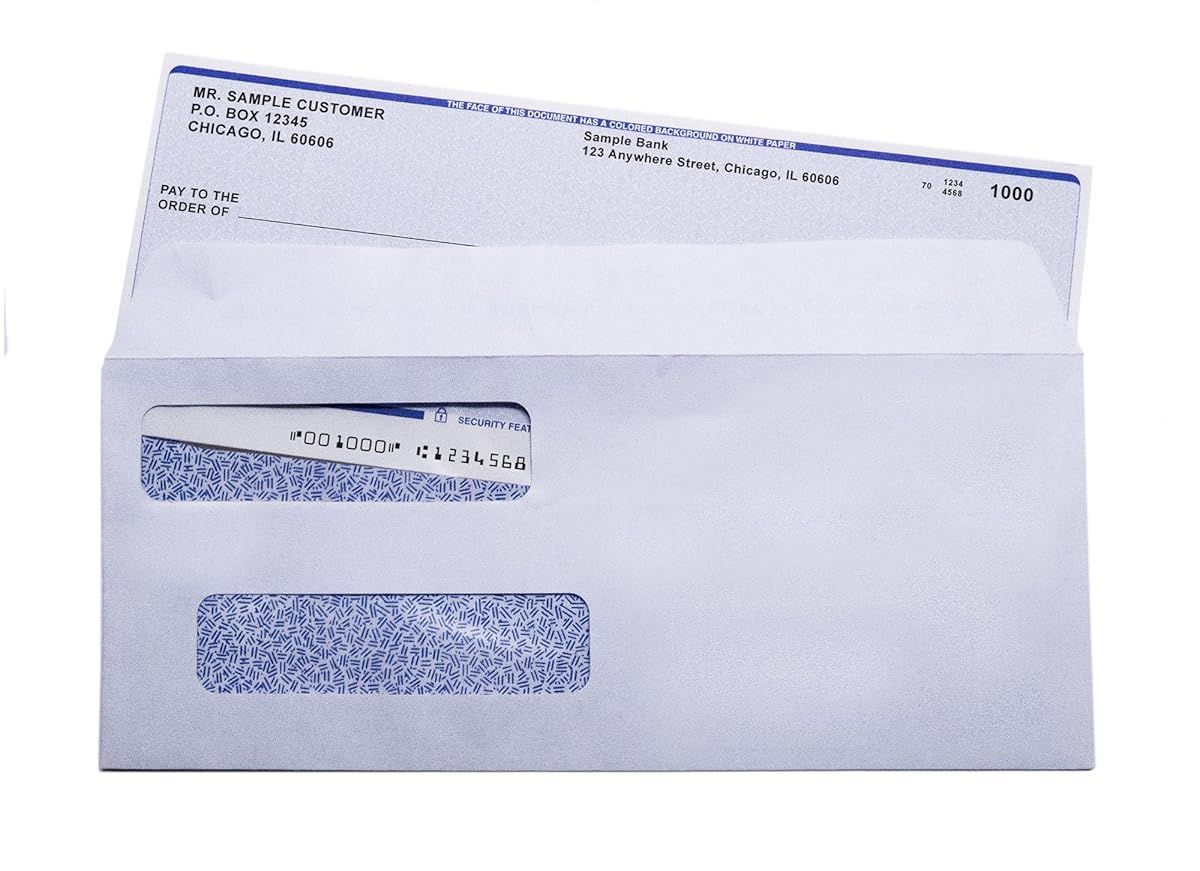 500 Double Window Envelopes - Envelopes for Business Checks, Laser Checks and Quickbooks Checks