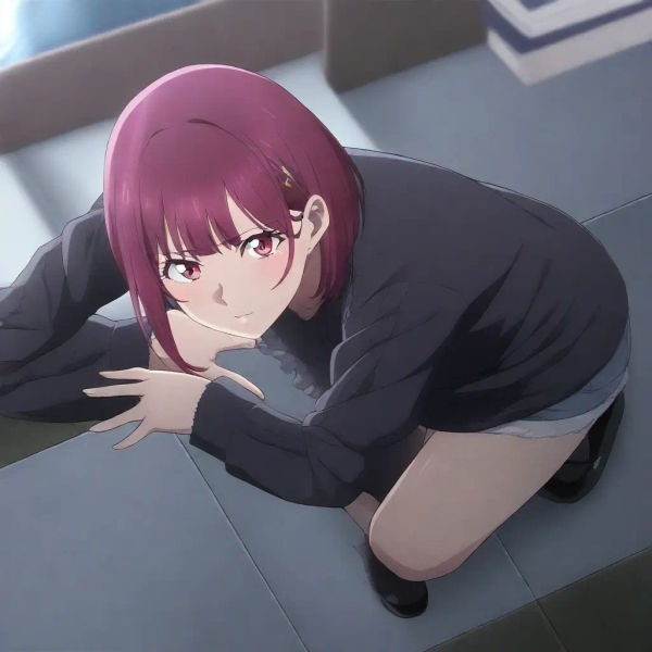 Generated illustration of a woman from above.