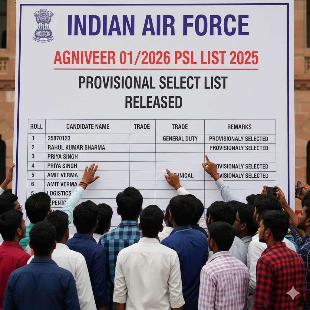 IAF Agniveer 01/2026 PSL List 2025 Released – Download Merit List & Scorecard Now
