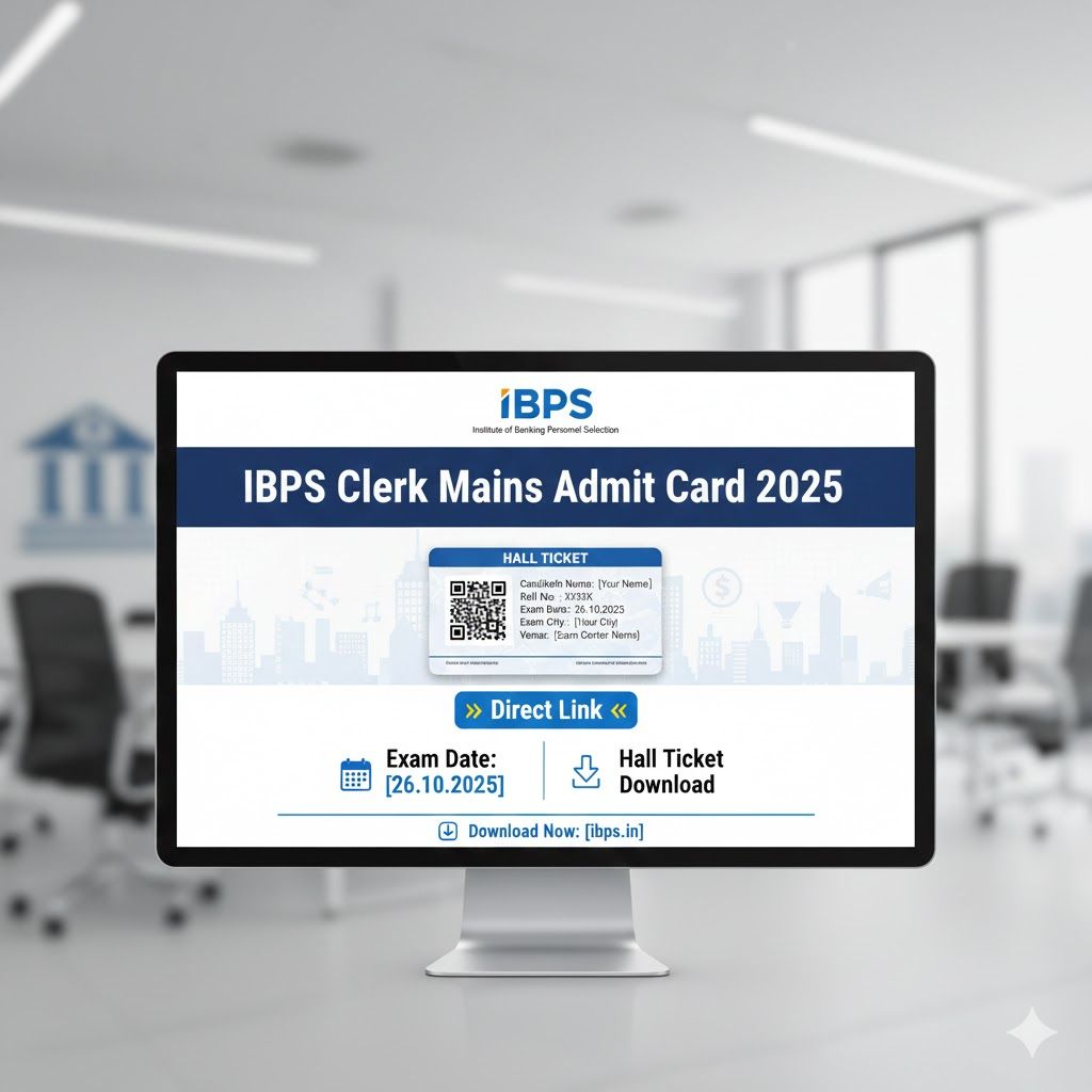 IBPS Clerk Mains Admit Card 2025 – Direct Link, CSA XV Exam City & Hall Ticket Download