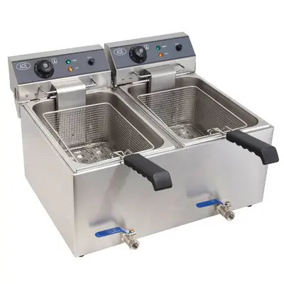 ACE 17L Double Fryer with Drain Tap