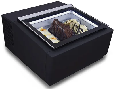 CombiSteel 7292.0020 Countertop Model Ice Cream Display Black Opens on The Customer Side