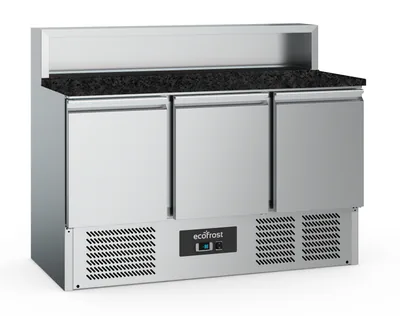 CombiSteel 7950.5096 Pizza Counter 3 Doors 8 × 1/6 GN Container Black Granit Worktop