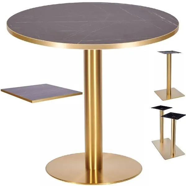 Venice Gold Black Marble Dining or Bar Complete Tables - See Sizes & Colours