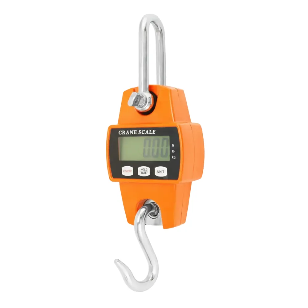 Orange 300 kg hanging scale — complete digital scale and hooks