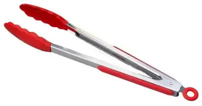 12" Silicone Tongs Red