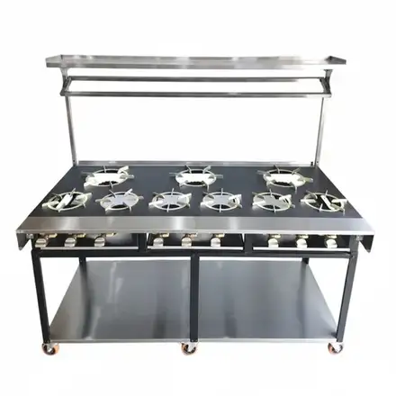 Commercial Heavy Flame 9 Burner Indian Cooker 72kW