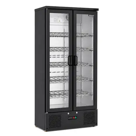 Blizzard BAR20WINE Black Upright Double Hinged Glass Door Bottle Cooler (wine shelves)