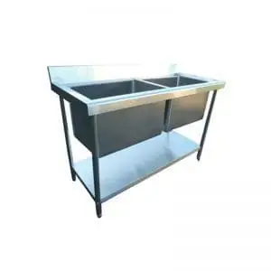 Commercial Stainless Steel Kitchen Sink Double Bowl Deep Wash Pot
