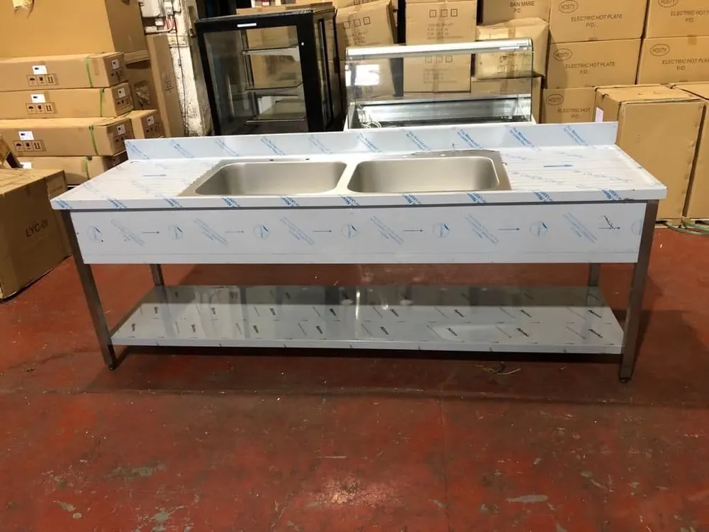 ACE Stainless Steel Double Sink Double Drainer 2400x650mm