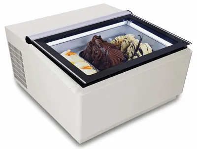 CombiSteel 7292.0015 Countertop Model Ice Cream Display White Opens on The Customer Side