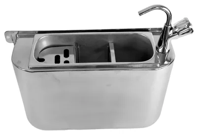 CombiSteel 7108.0025 Sink for Ice Cream Scoop with Water Tap 410 × 120 × 270 with Water Drain Hole, Water Connection and Overflow Pipe