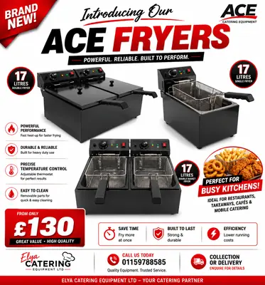 ACE BLACK 17 LITRE DOUBLE FRYER