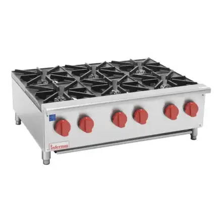 Infernus 6 Burner Gas Hob | Commercial Countertop Cooker