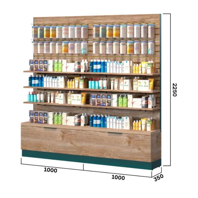 Pharmacy Wall Unit With Bottom Drawer and Slatwall