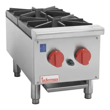 Infernus 2 Burner Commercial Gas Hob | Countertop Gas Boiling Top | Natural Gas & LPG