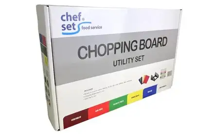 6pc Chopping Board Set With Rack & Wall Chart