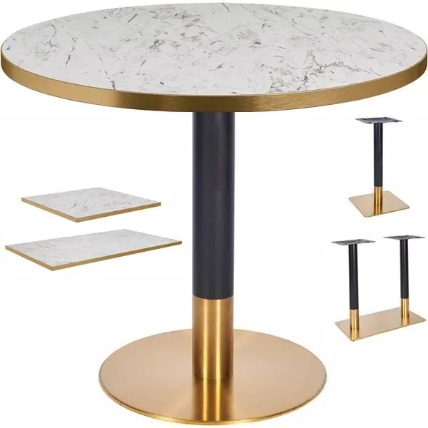 Luxor Gold & White Marble Bar & Restaurant Tables