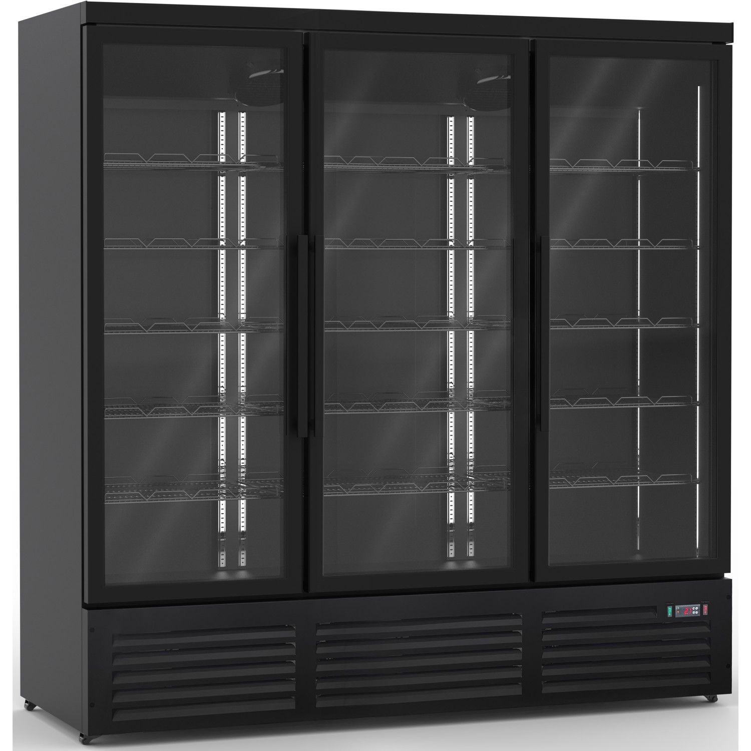 Arc KXG1880BLACK 1530L Triple Glass Door Display Fridge in Black