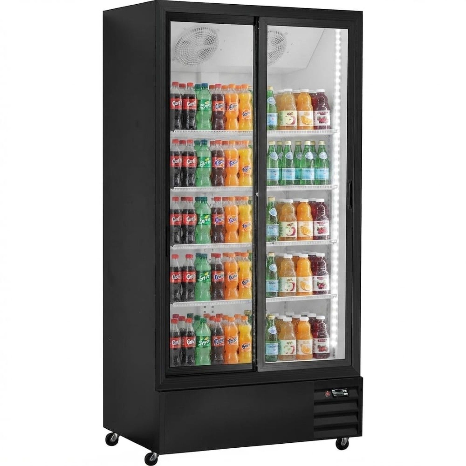 Arc SSH40 Double Sliding Glass Door Upright Bottle Cooler in Black