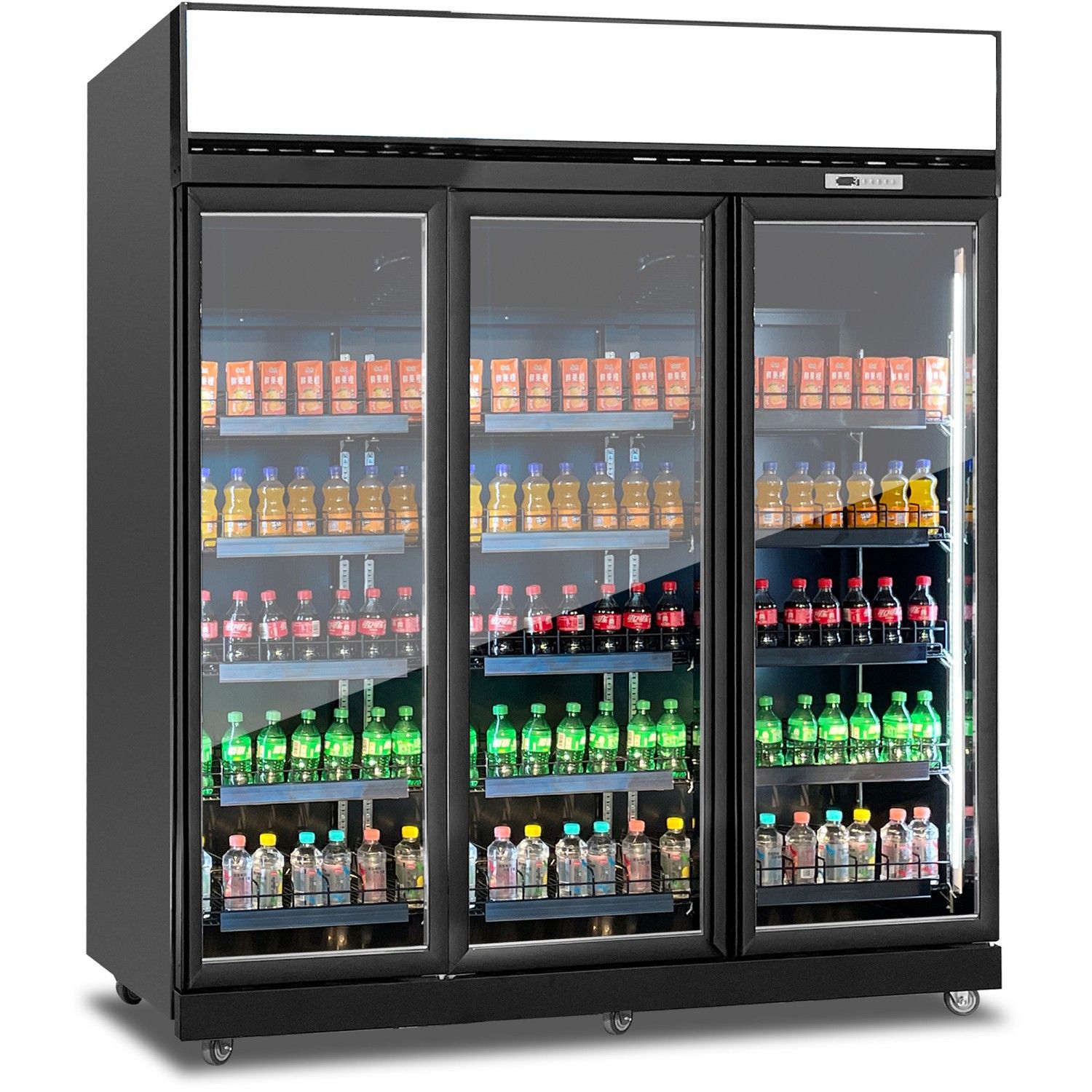 Arc KLG1880 1530L Triple Glass Door Display Fridge in Black