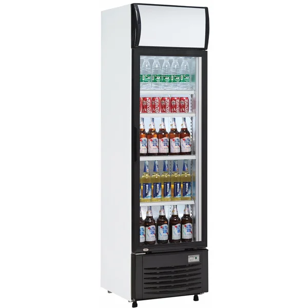 Arc LG232B 232L Upright Bottle Cooler in White and Black
