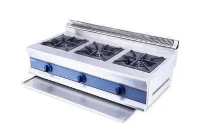 Commercial 3 Burner LPG Gas Cooker Cast Iron Boiling Rings