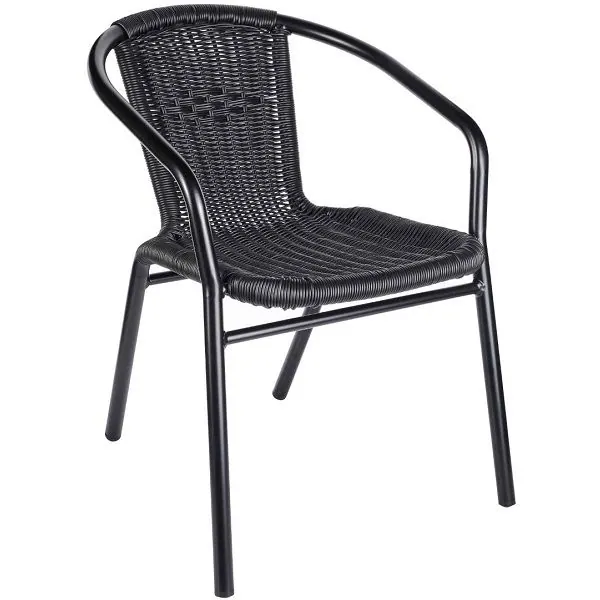 Catalina Wicker Weave - Stacking Outdoor Arm Chairs - Black or Brown
