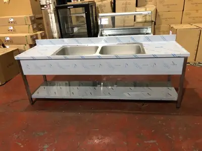 ACE Stainless Steel Double Sink Double Drainer 2400x650mm