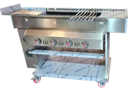 Automatic Rotating Seekh Kebab Conveyor Gas Lava-Rock Grill – Upgraded Model