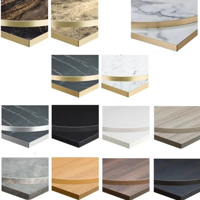 Popular Laminate Table Tops + Brass Edge - Fast Shipping