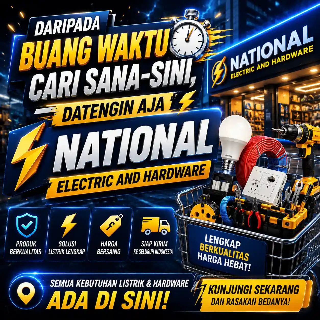 KETUATOTO: Daripada Buang Waktu Cari Sana-Sini, Datengin Aja KETUA TOTO National Electric and Hardware