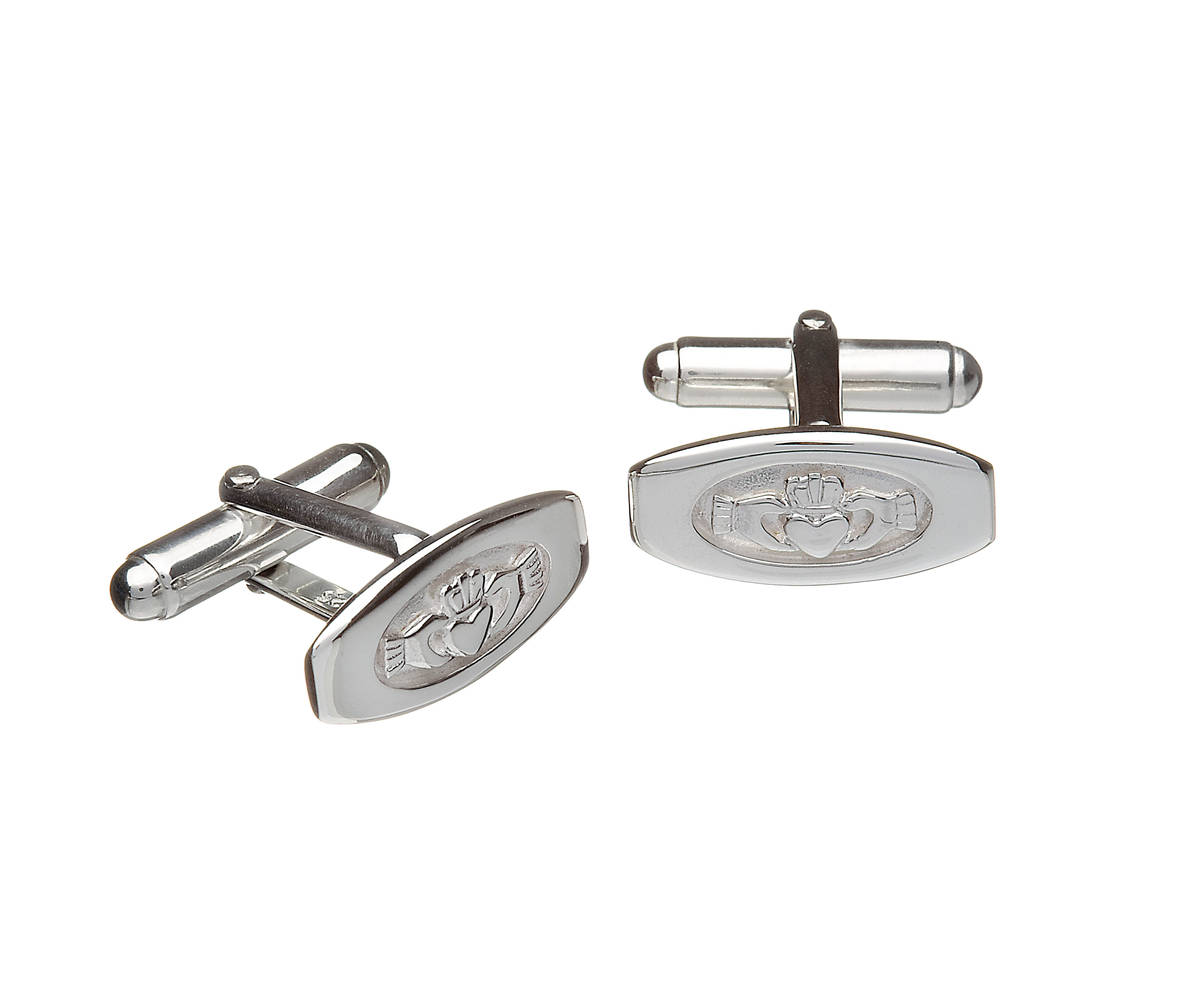 Silver claddagh in window cufflinks very functional and attractive