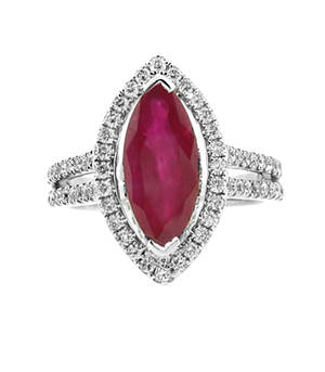 Marquise ruby and diamond dress ring