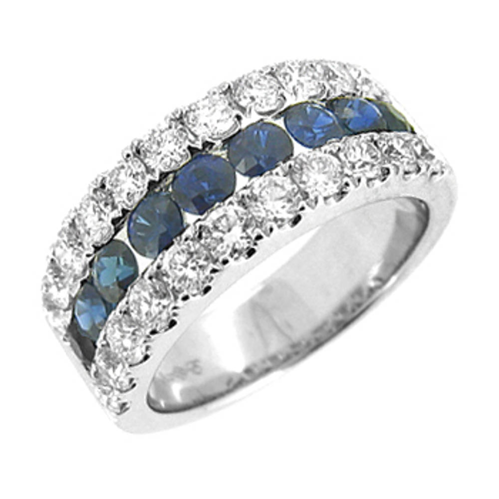 3 ROW SAPPHIRE & DIAMOND RING€4,200.0018k white gold round sapphire and brilliant cut diamond 3 row cluster ringDETAILSdiamond total weight 1.44ctssapphire total weight1.21cts