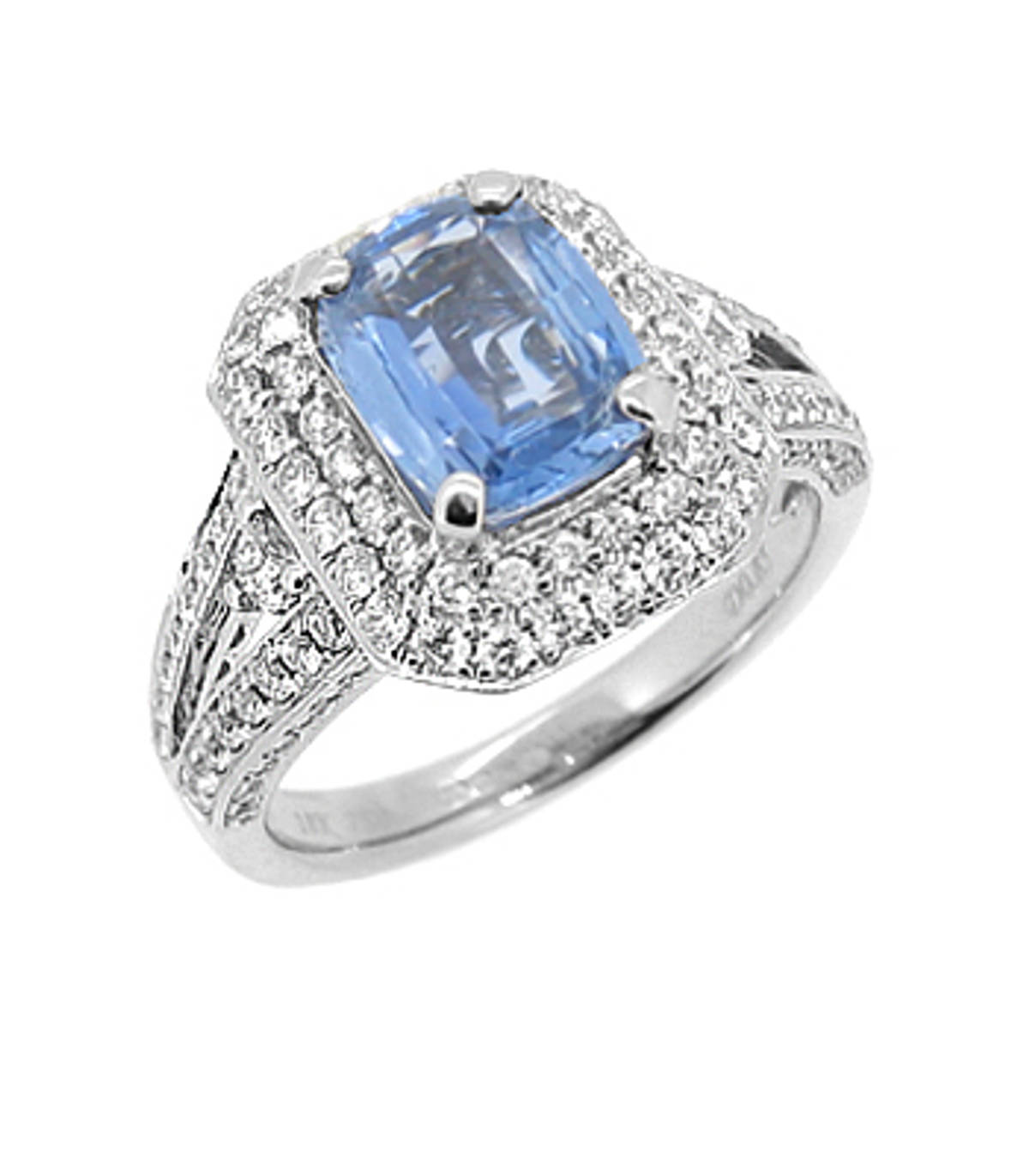 Sapphire and diamond cluster ringPictured item: sapphire total 1.72ct/diamonds total 0.85ct set in 18k white gold