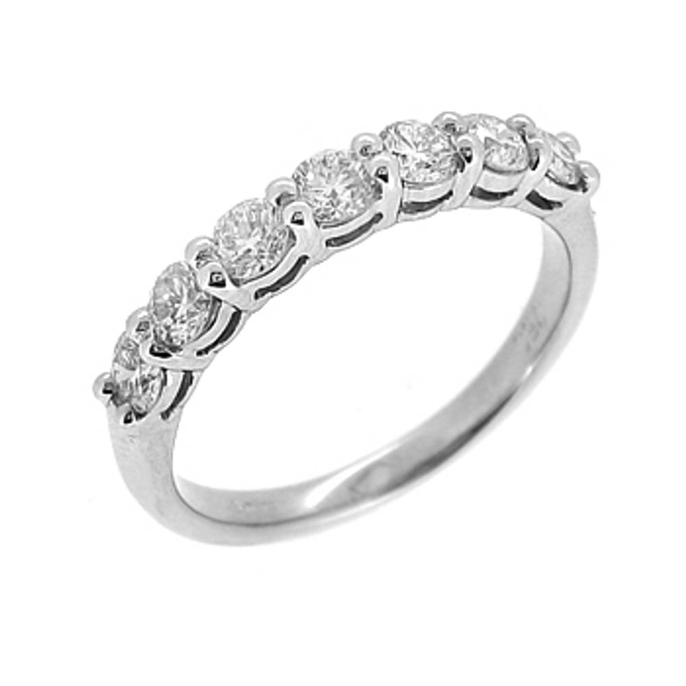 18k white gold brilliant cut 7st diamond claw set eternity ring
Carat: total diamond weight 0.85cts
Metal: 18k white gold